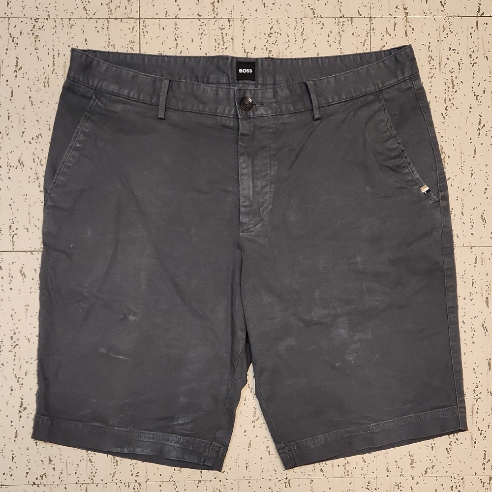 Hugo Boss Gray Embroidered Logo Slice Slim Fit Shorts